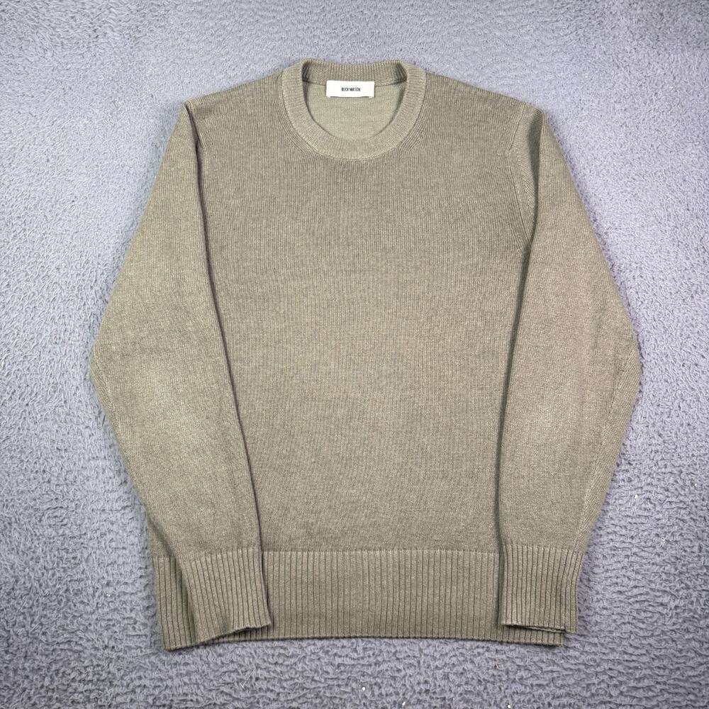 Buck Mason Wool Hemp Traveler Crew Neck Sweater Mens M Fatigue Green Pullover